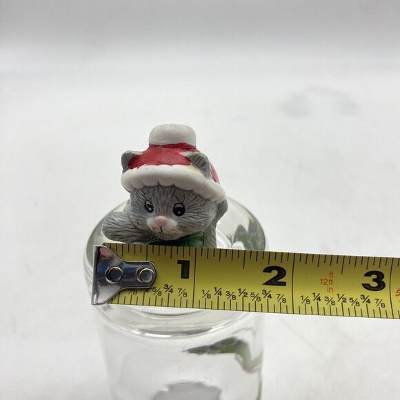 Vintage Christmas Cat Candle Hugger Climber Kitty in Santa Hat Ceramic Cat Lady - Picture 8 of 8